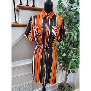 Amaram Women Multicolor Polyester Collared Short Sleeve Knee Length Shirt Dress